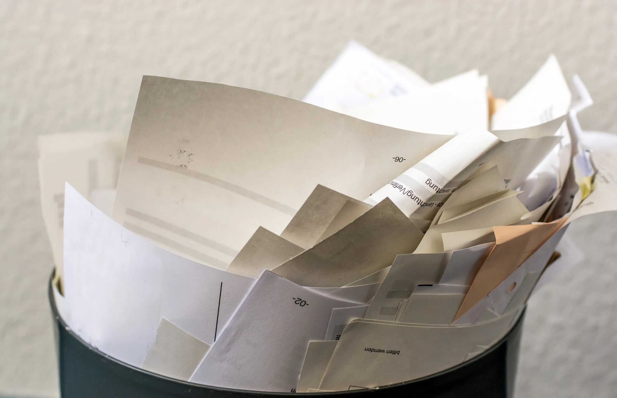 official paperwork ready for shredding